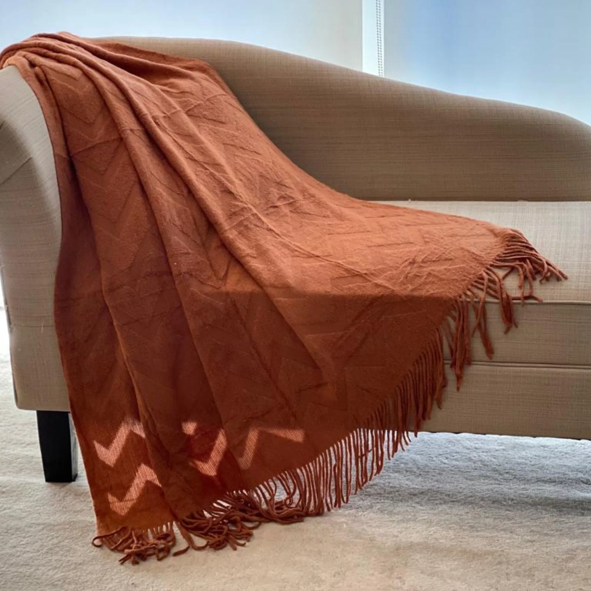 Burnt orange throw blanket,Fall blanket, Knitted throw blanket couch, Fall throw blanket, Cozy throw for couch/Sofa, Soft blanket, Cozy Gift