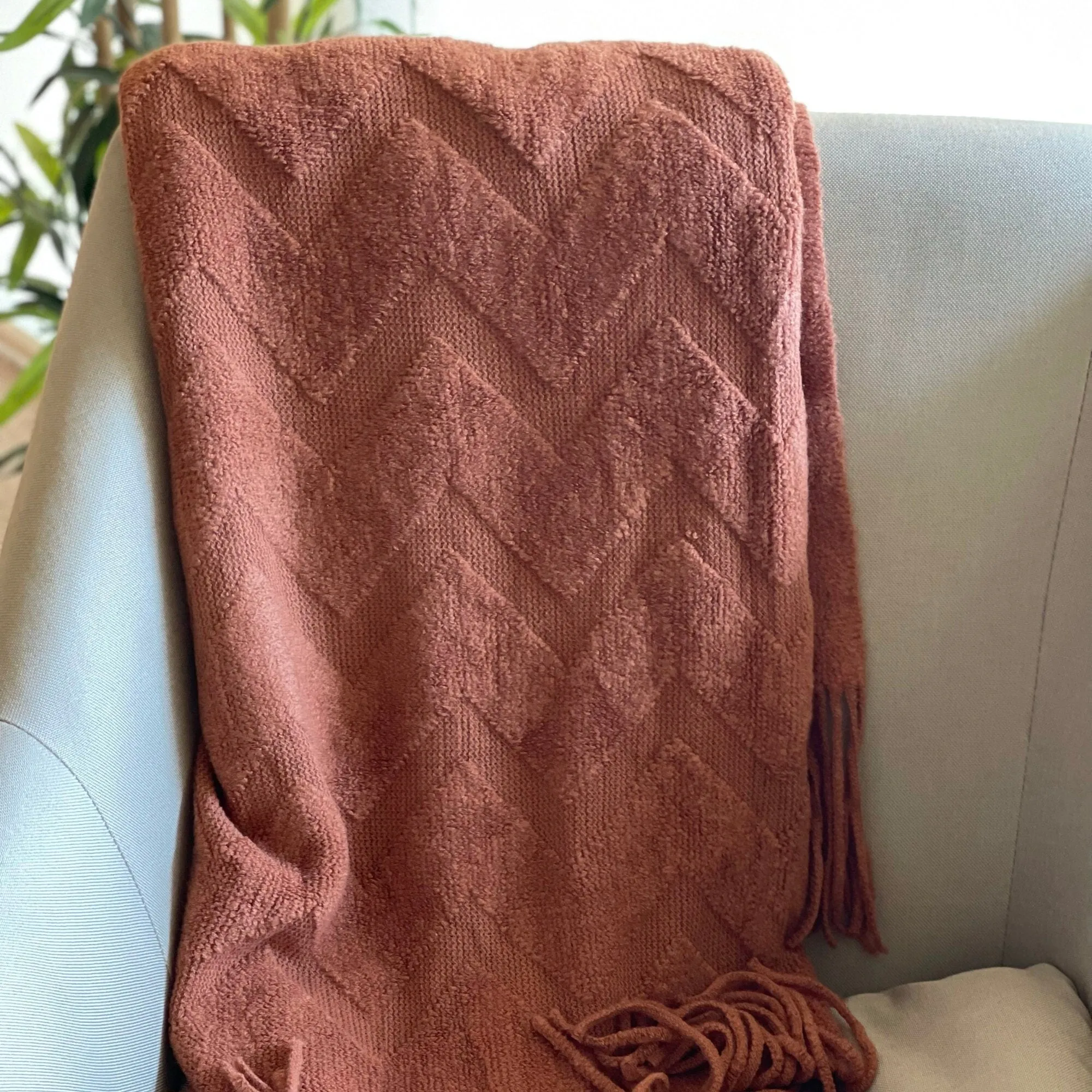 Burnt orange throw blanket,Fall blanket, Knitted throw blanket couch, Fall throw blanket, Cozy throw for couch/Sofa, Soft blanket, Cozy Gift