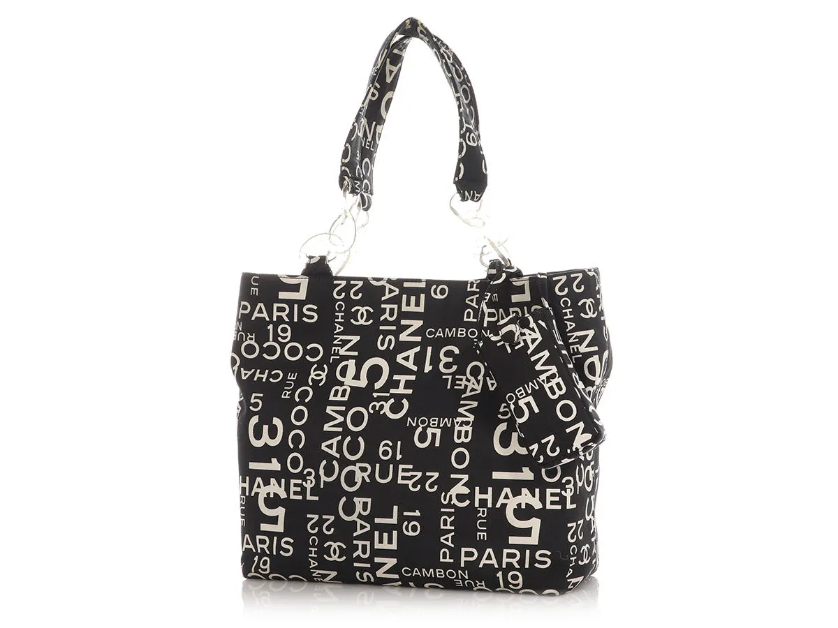 Chanel Black and White Canvas Rue Cambon Tote