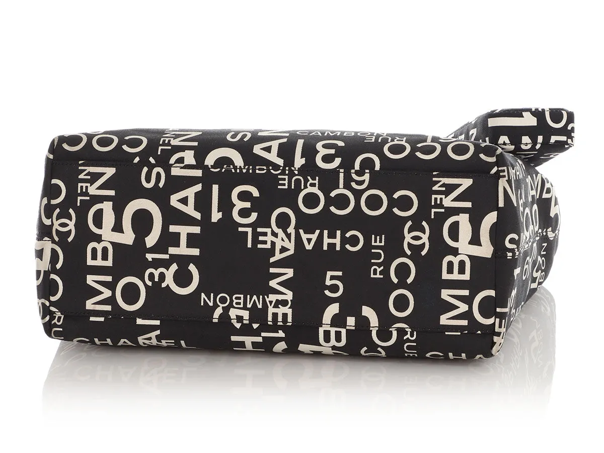 Chanel Black and White Canvas Rue Cambon Tote