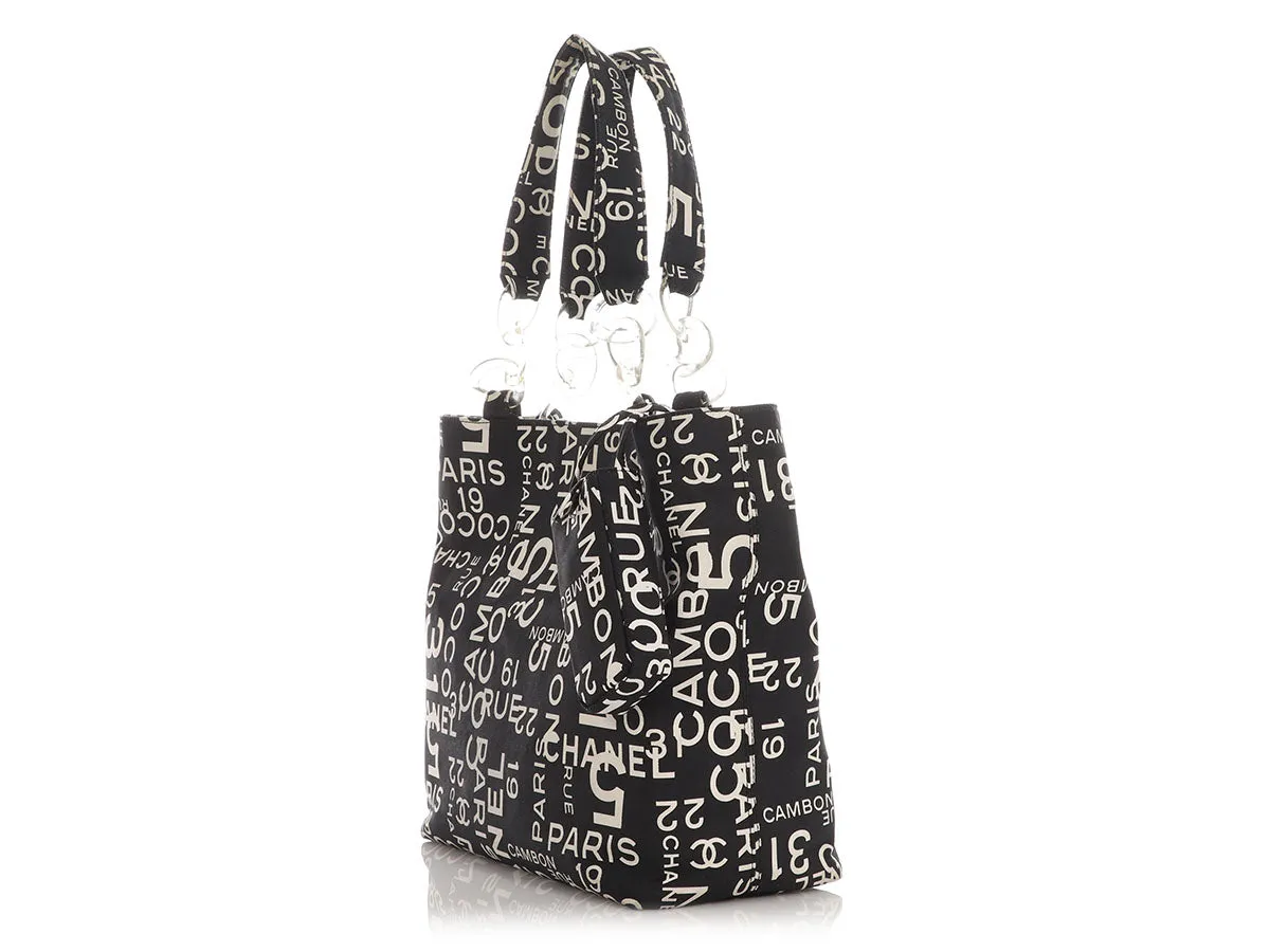 Chanel Black and White Canvas Rue Cambon Tote