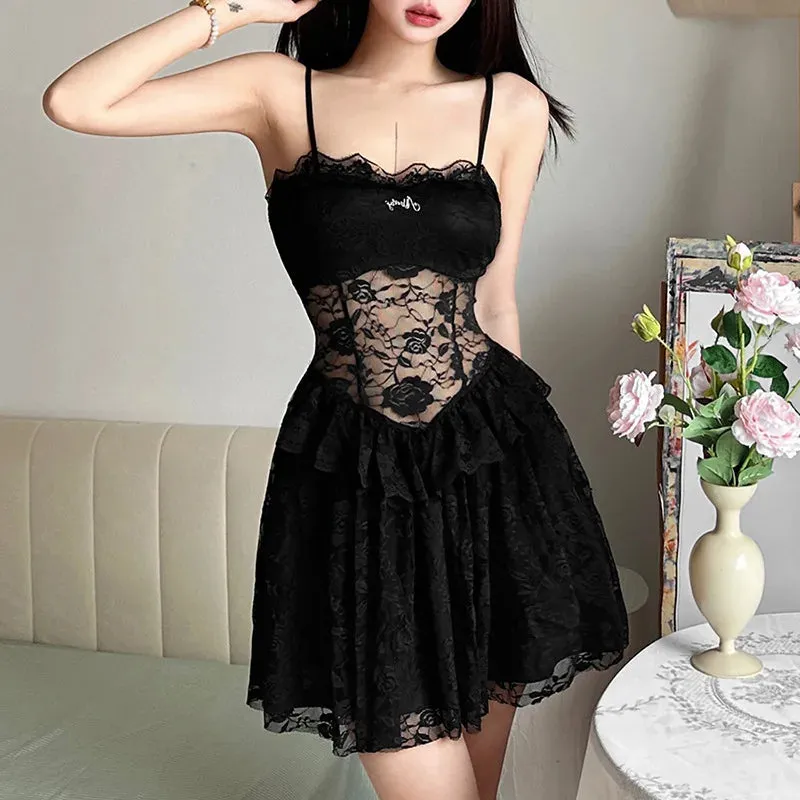 'Dark Side' Black Goth Lace Dress