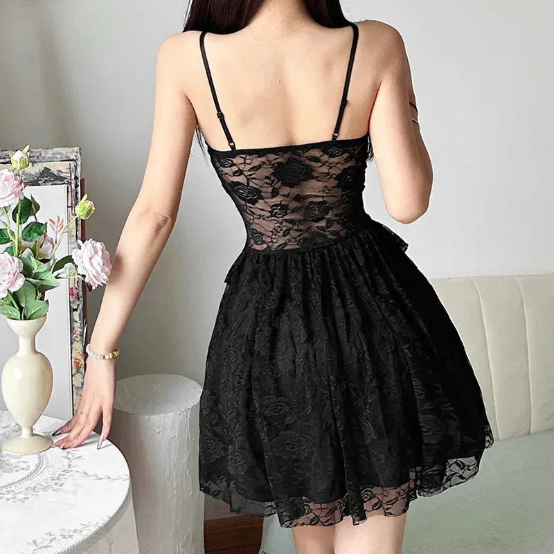 'Dark Side' Black Goth Lace Dress