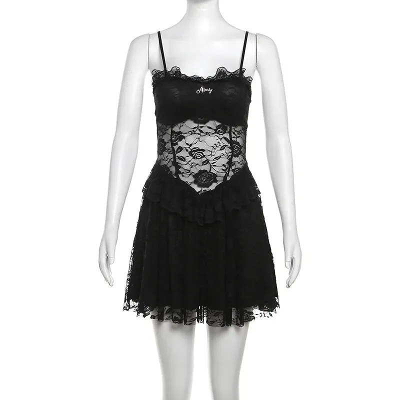 'Dark Side' Black Goth Lace Dress