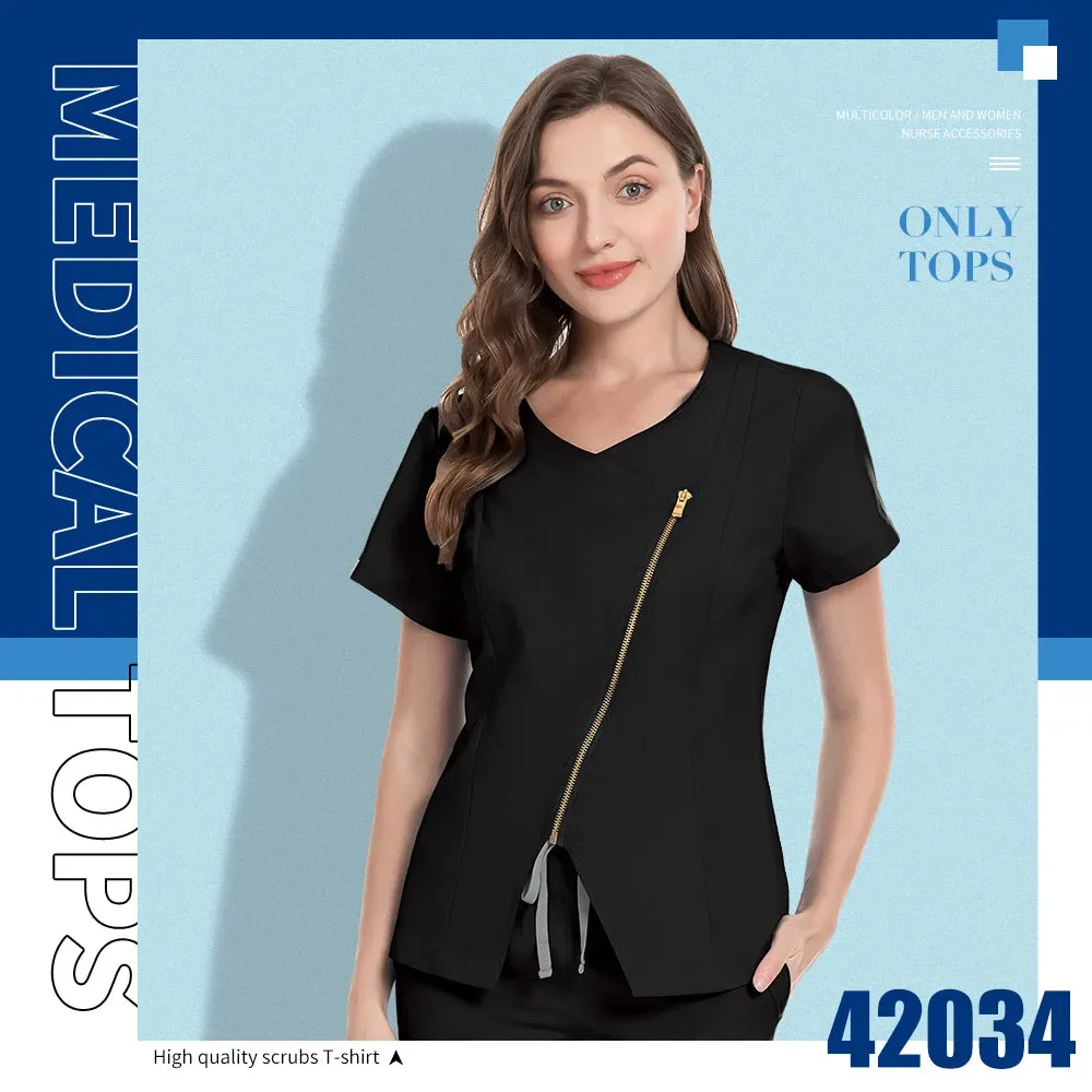 Dental Hospital Medical Scrubs Tops Women V-Neck Surgical Nurse Uniforms Blouse Pet Veterinary Scrubs Workwear Wholesale Prices