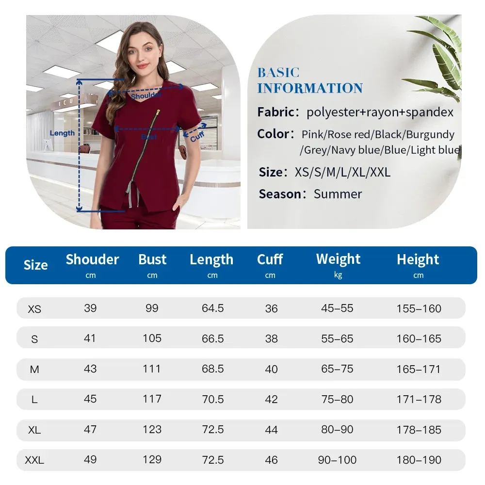 Dental Hospital Medical Scrubs Tops Women V-Neck Surgical Nurse Uniforms Blouse Pet Veterinary Scrubs Workwear Wholesale Prices