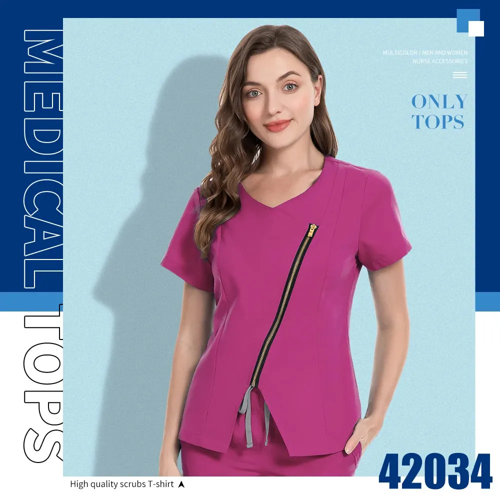 Dental Hospital Medical Scrubs Tops Women V-Neck Surgical Nurse Uniforms Blouse Pet Veterinary Scrubs Workwear Wholesale Prices