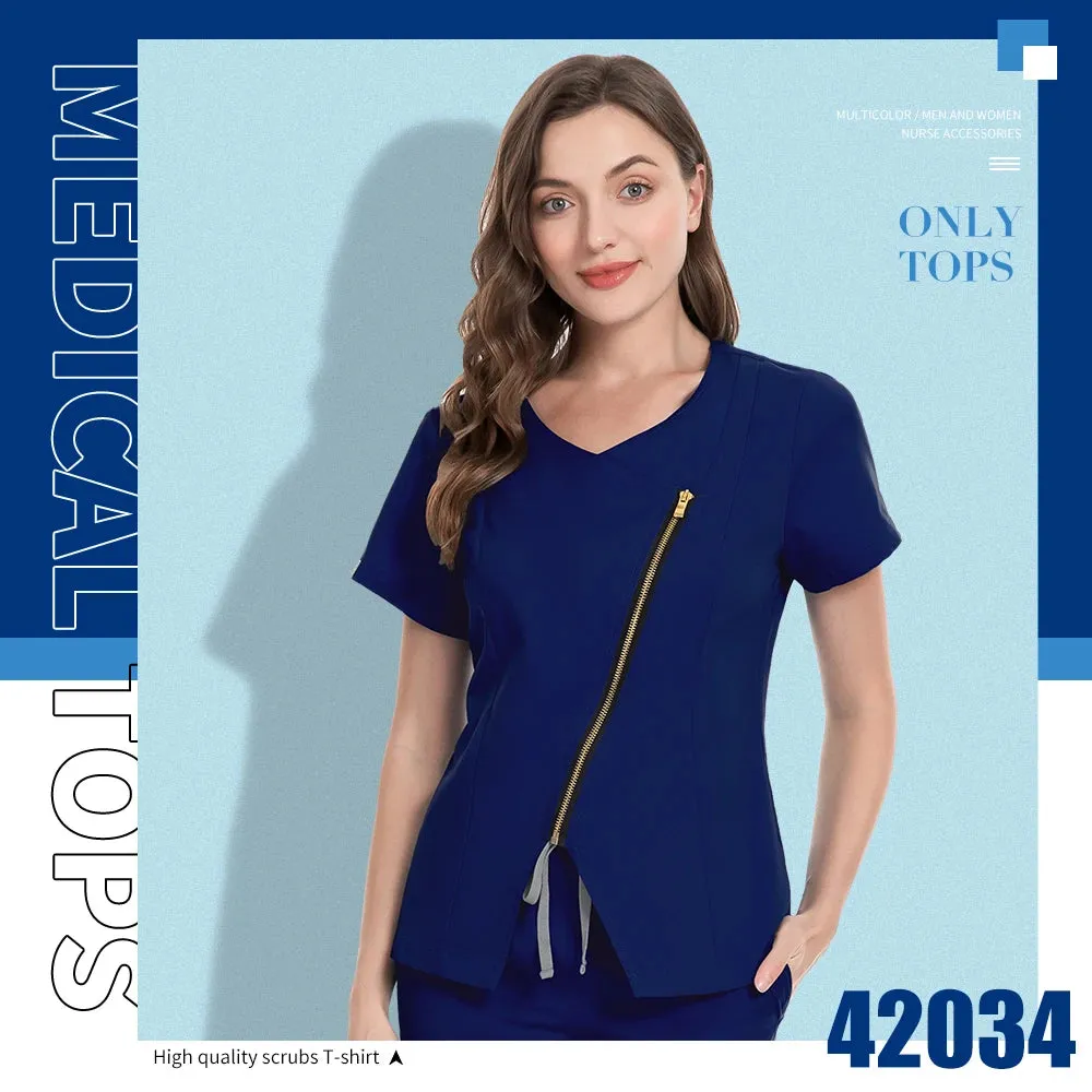 Dental Hospital Medical Scrubs Tops Women V-Neck Surgical Nurse Uniforms Blouse Pet Veterinary Scrubs Workwear Wholesale Prices