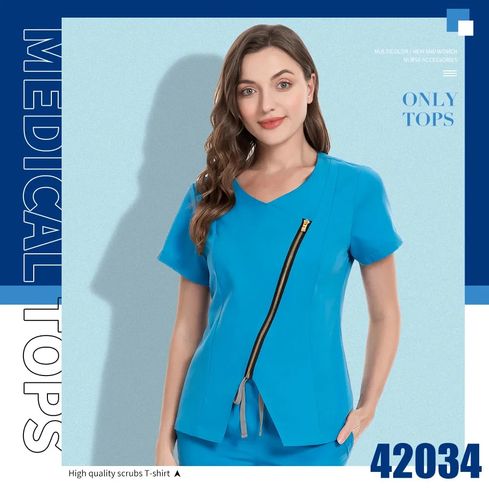 Dental Hospital Medical Scrubs Tops Women V-Neck Surgical Nurse Uniforms Blouse Pet Veterinary Scrubs Workwear Wholesale Prices