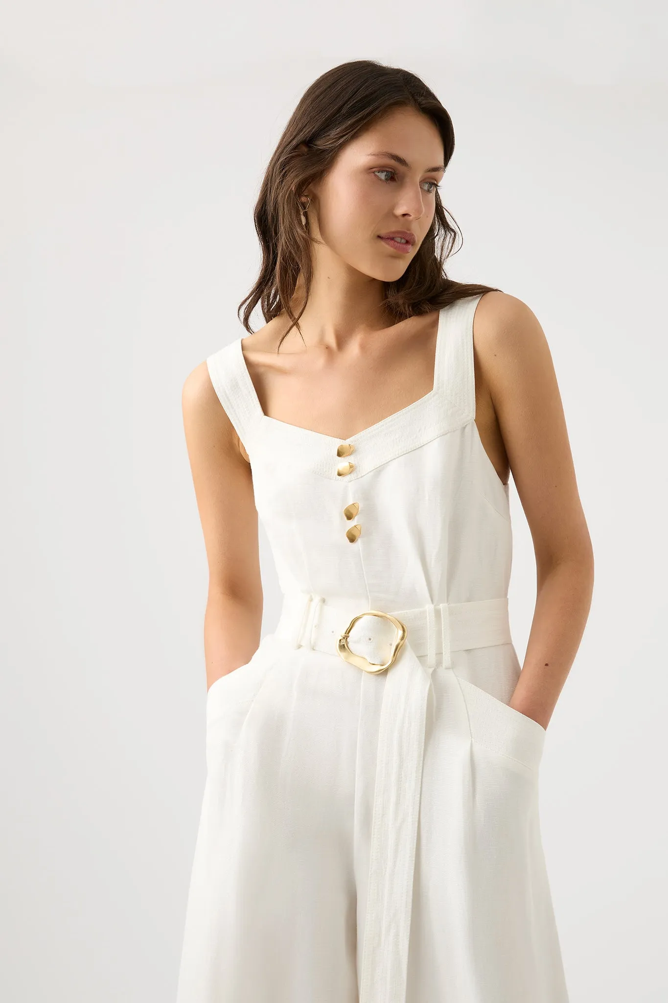 Maya Pintuck Wide Leg Jumpsuit