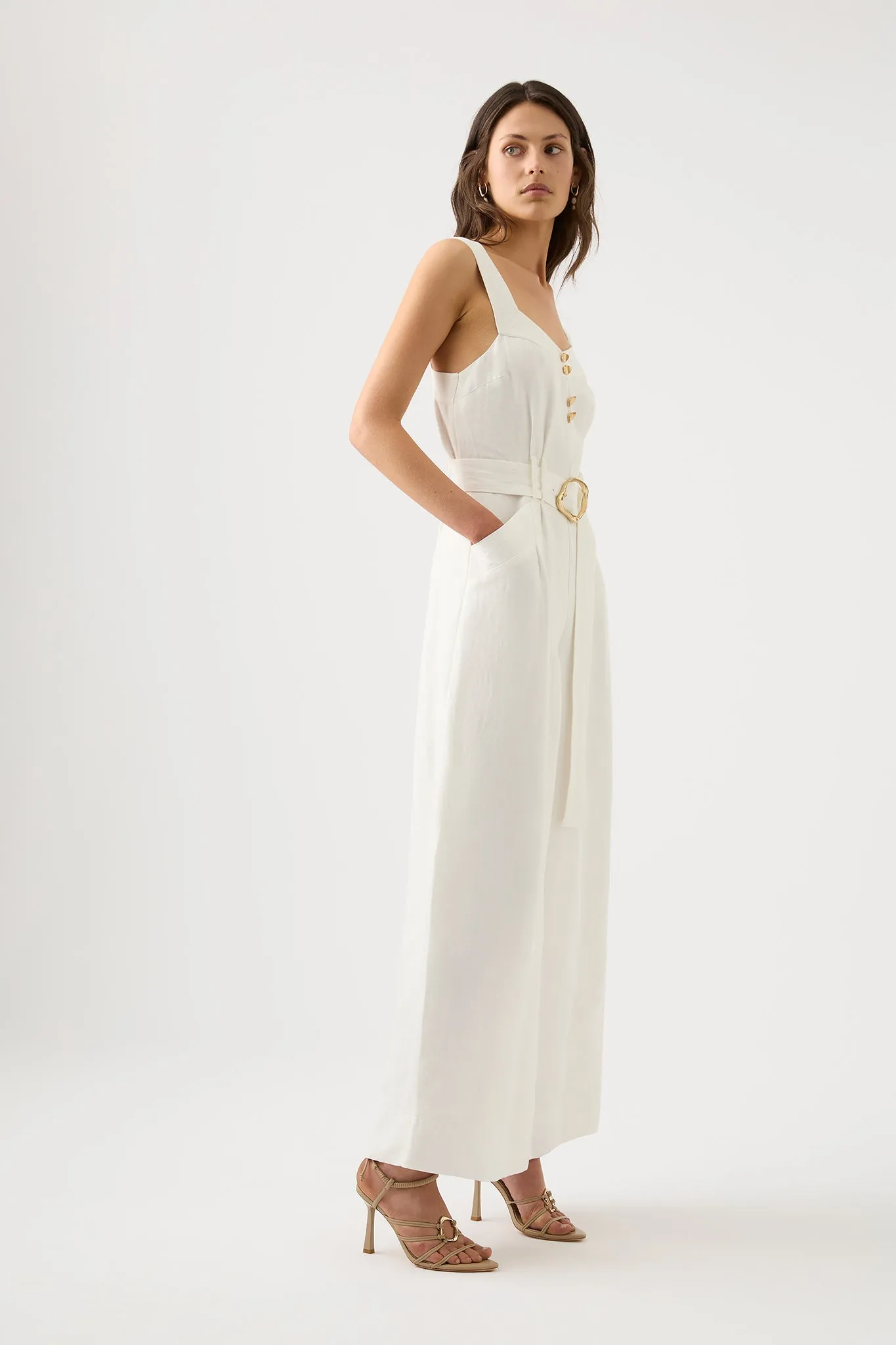Maya Pintuck Wide Leg Jumpsuit
