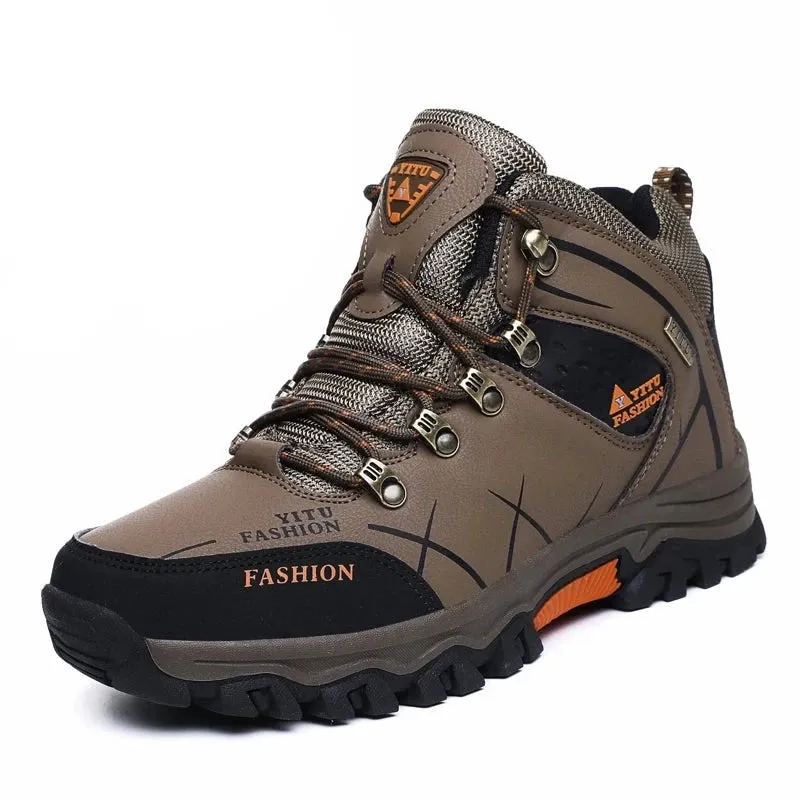 Men's PU Round Toe Anti-Slip Cross Lace-Up Closure Ankle Boots