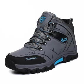 Men's PU Round Toe Anti-Slip Cross Lace-Up Closure Ankle Boots