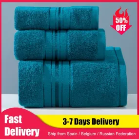 Premium 3-Piece Towel Set in Dark Teal Grey - Luxuriously Soft and Absorbent Bath, Face, and Hand Towels for the Bathroom