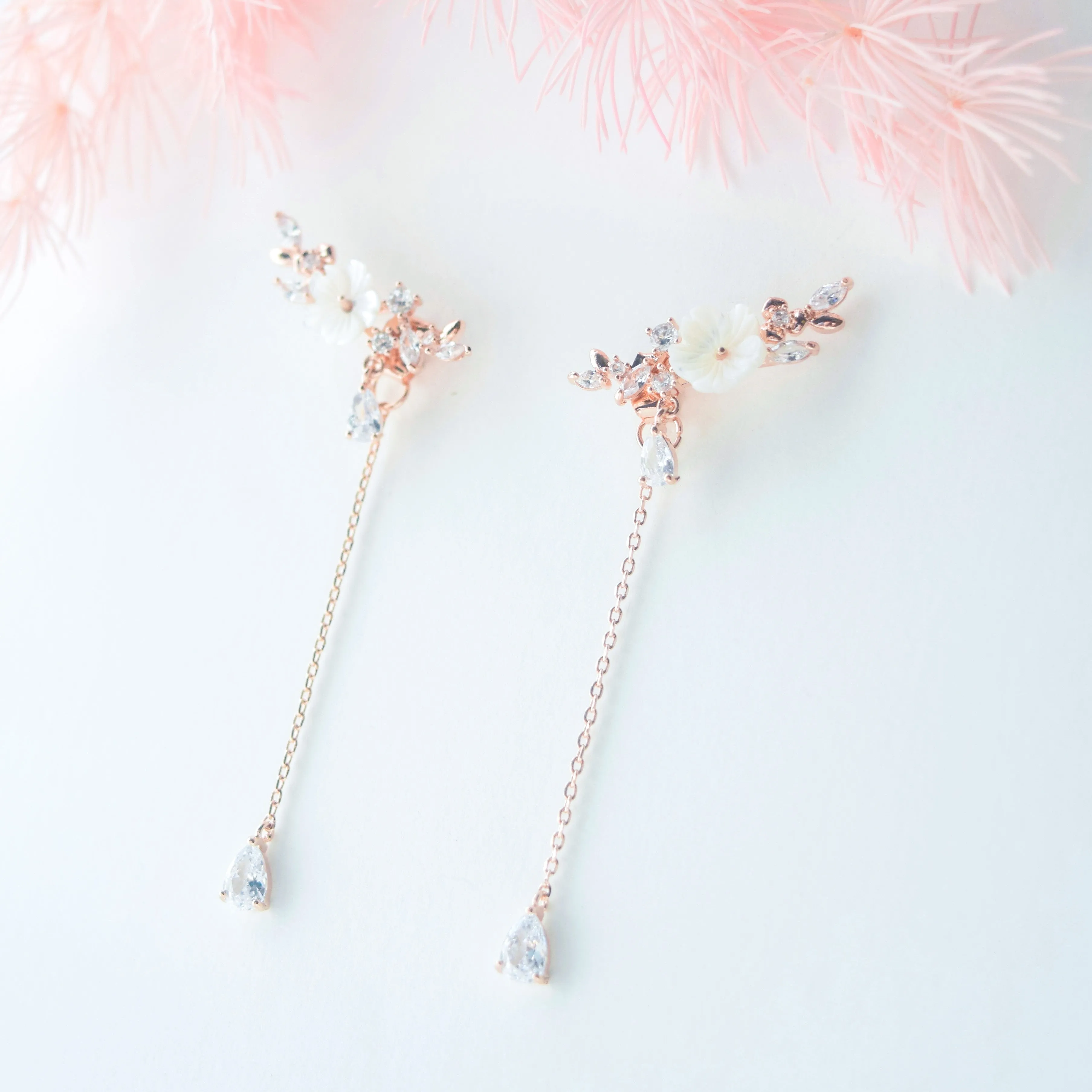 White Sakura Blooming Earrings