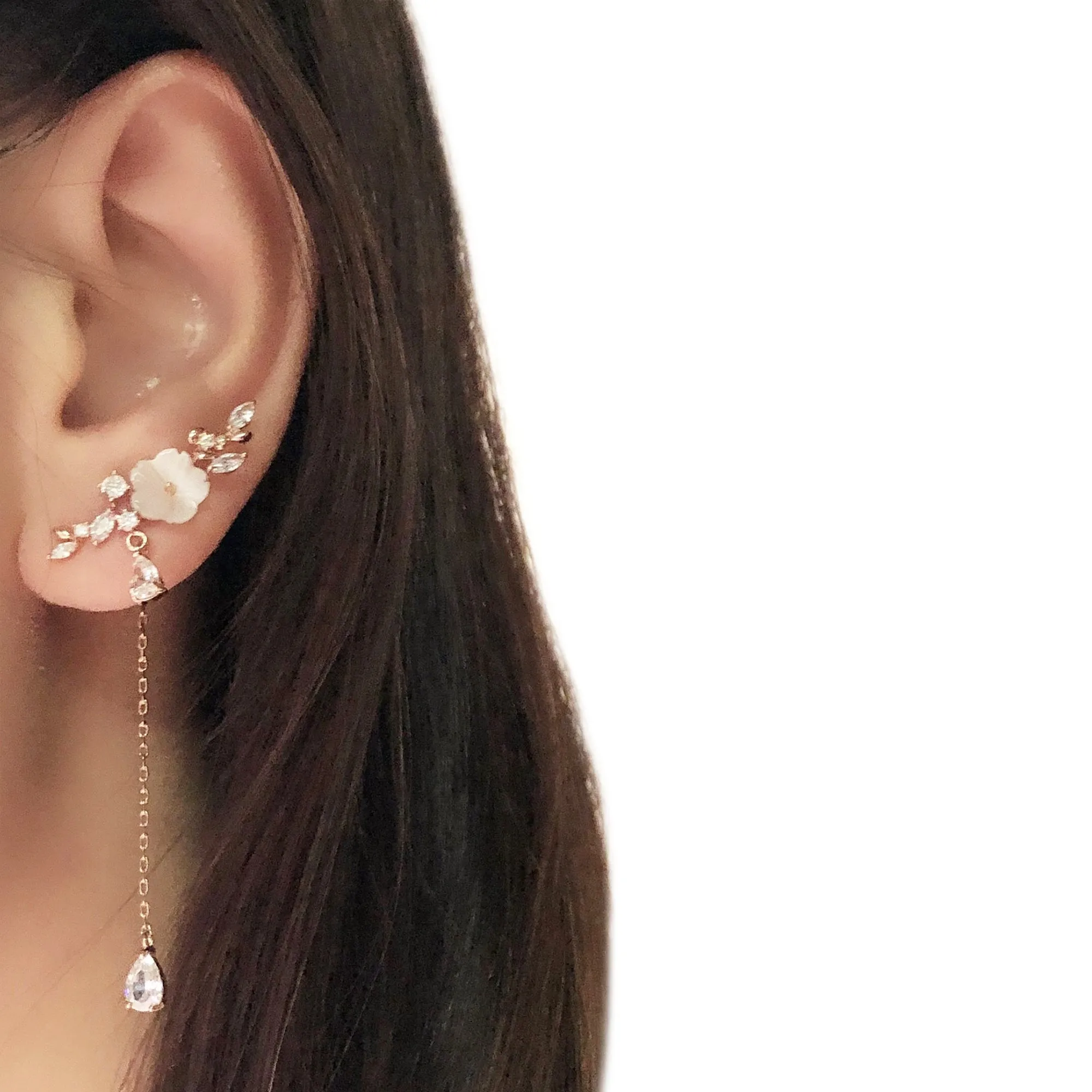 White Sakura Blooming Earrings